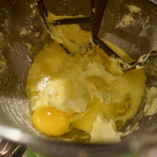 Butter and sugar with eggs